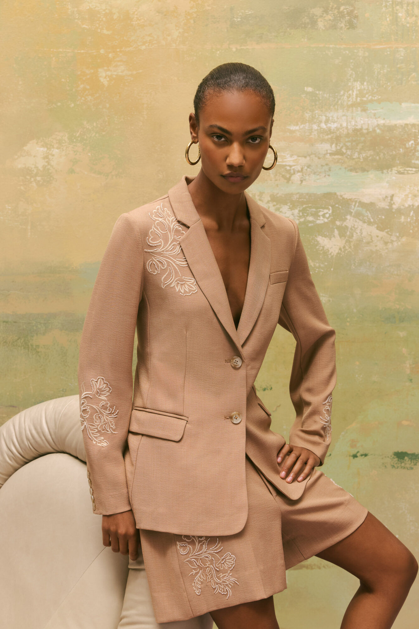 Se Ss25 1 Om Mackiemesh Brushedgold Cyprustan Arlo Natural Multi Sertw Blazer Short Jacket Top Belt Jean Bag 910