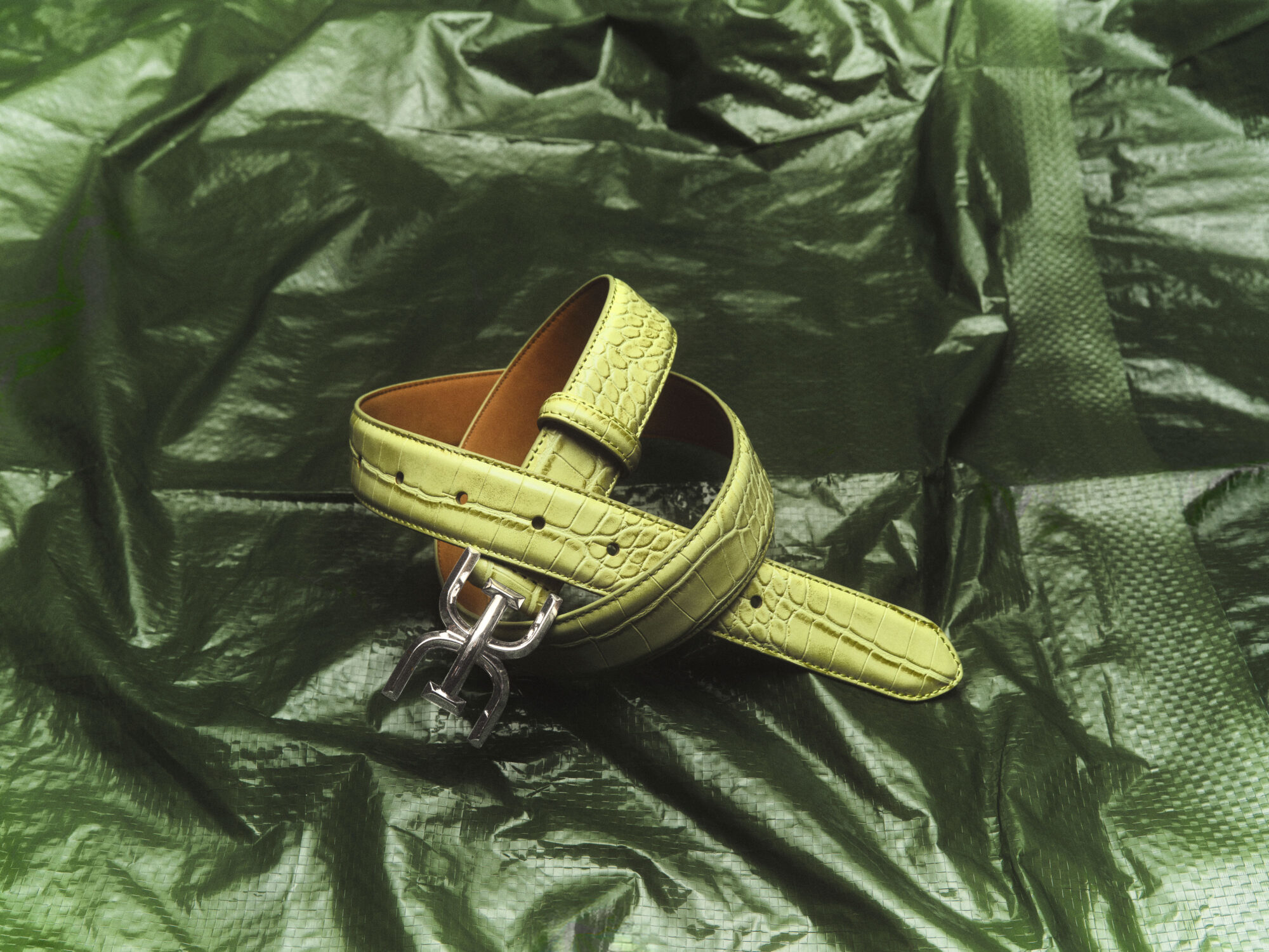 Se Ss25 1 Still 30mm Logo Belt Lt Green Croco 0542