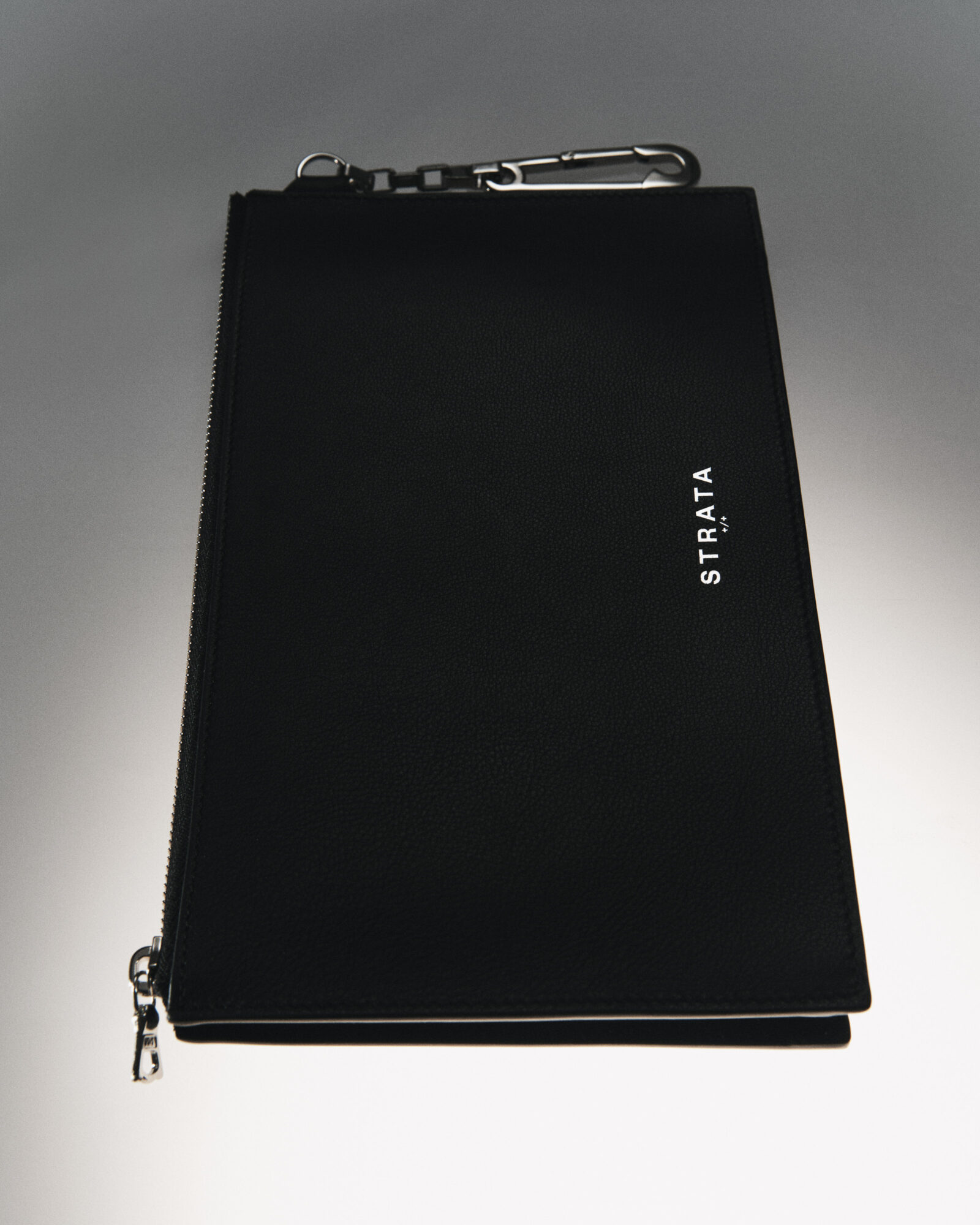 Strata Creative Zip Leather Clutch Black 081