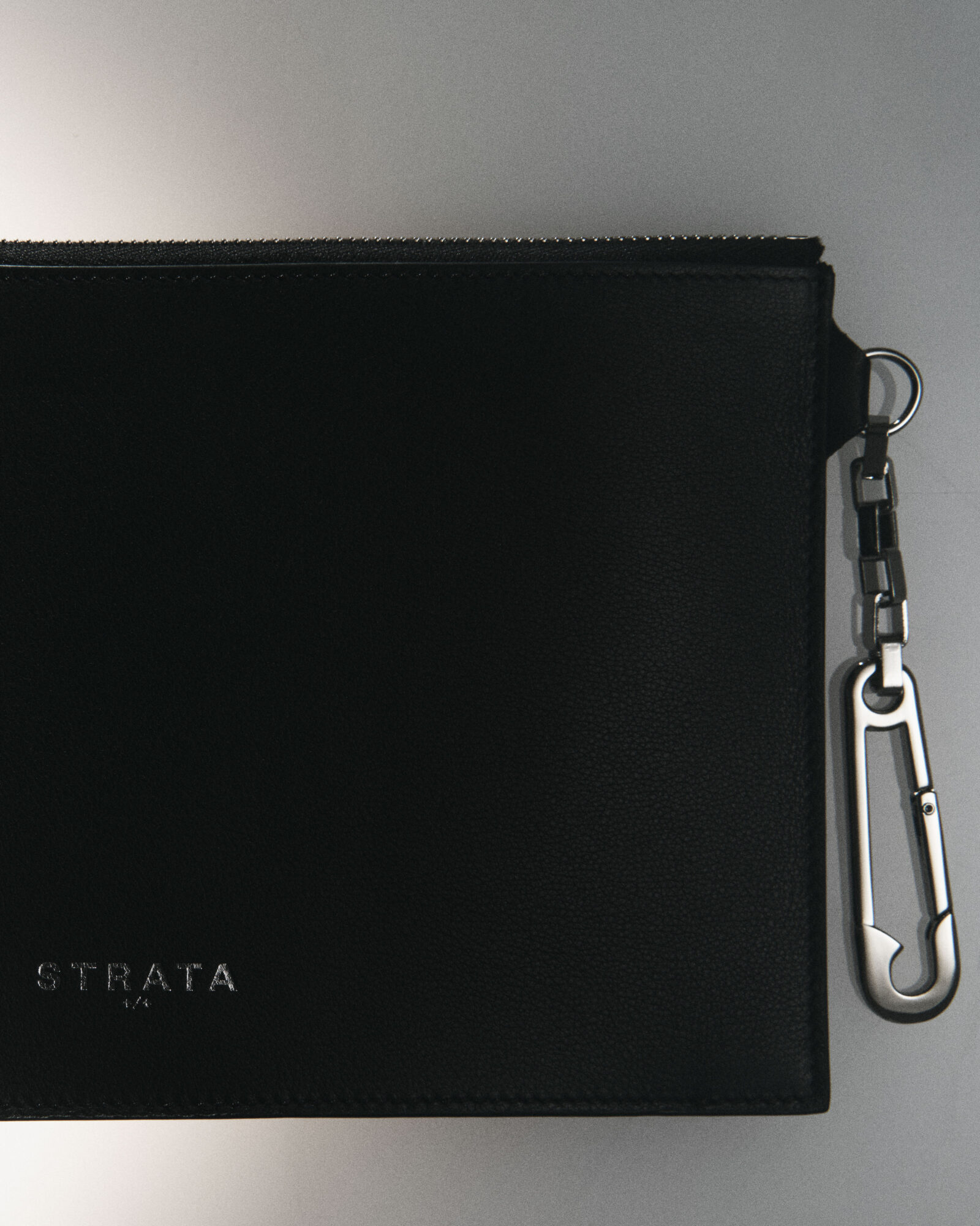 Strata Creative Zip Leather Clutch Black 087