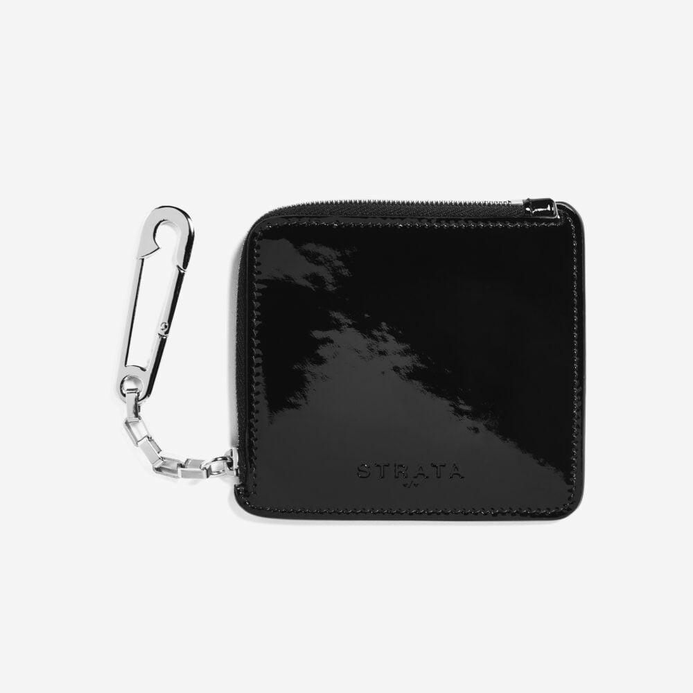 Strata Flat Zip Leather Wallet Patent Leather 221 Front